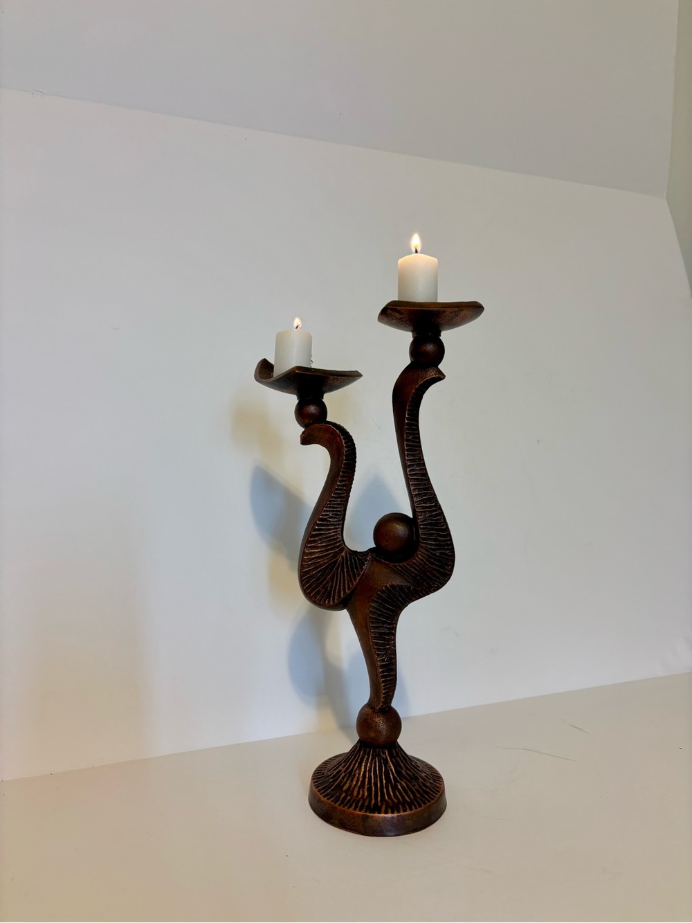 Vintage Sculptural Double-Arm Candle Holder